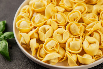 Ravioli raw filled homemade pasta filled raviolis tasty snack fresh delicious gourmet food background on the table rustic top view copy space vegetarian food