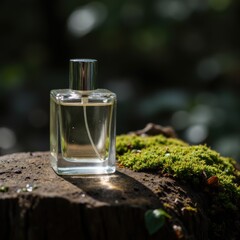 Perfume Bottle with Moss and a Water Droplet