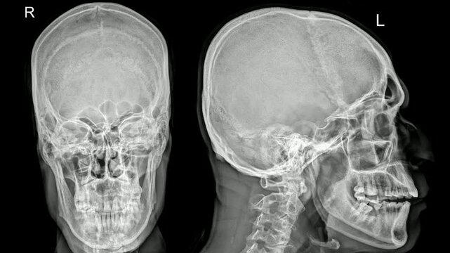X-ray of human skull  &ndash; AP and lateral views