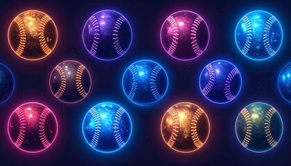 Neon Baseball Pattern Background