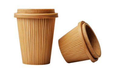 Eco conscious bamboo coffee cup crafted for everyday use highlighting a reusable design that reduces plastic waste and promotes environmentally friendly habits isolated on transparent background PNG