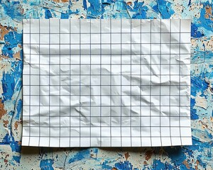 Crumpled graph paper on a textured surface