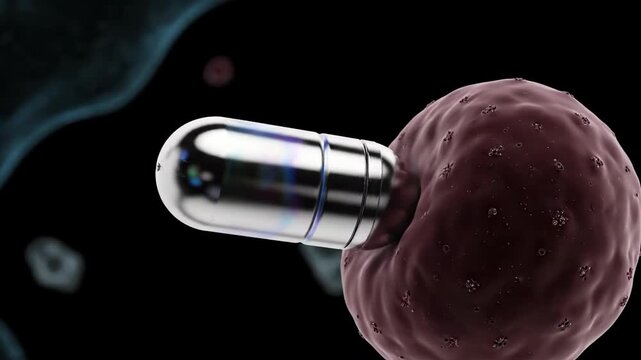 Metallic nanocapsule releasing payload in dark abstract environment