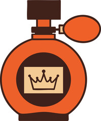 Obraz premium Vintage orange perfume bottle with crown decoration and classic atomizer pump design vector illustration 