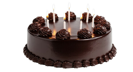 Delicious Chocolate Birthday Cake with Burning Candles Celebration Party