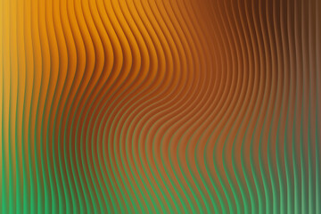 Abstract design featuring wavy lines in shades of orange, brown, and green creating a dynamic pattern
