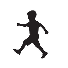 “Silhouette of Child Boy Running – Playful Childhood Freedom Vector”