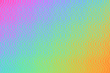 A vibrant gradient of pink, blue, green, and orange with a wavy pattern throughout the design