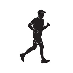“Silhouette of Senior Runner – Healthy Aging and Active Lifestyle Vector”