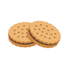 Simple illustration of two round sandwiches with layers