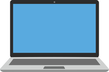 Fototapeta premium Laptop computer with blue screen vector illustration in flat style for technology and work concepts