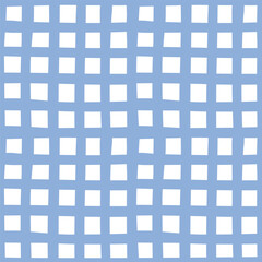 Blue checkered seamless pattern. Summer picnic background, plaid, blanket hand drawn wallpaper, geometric print, textile design. Vector tartan texture for table cloth, shirts, plaid, clothes, paper.