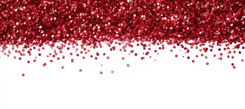 Red Glitter Confetti Falling on White Background sparkle