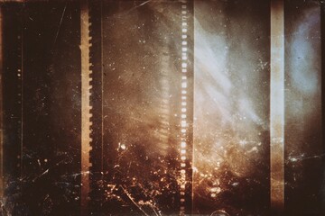 Blank grained and scratched film strip texture background. old film effect