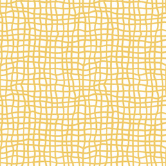 Yellow checkered seamless pattern. Summer picnic background, plaid, blanket hand drawn wallpaper, geometric print, textile design. Vector tartan texture for table cloth, shirts, plaid, clothes, paper.