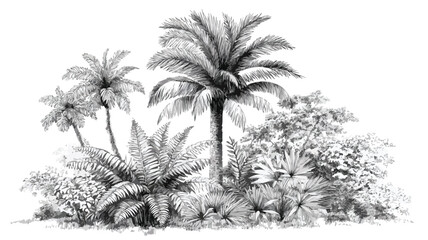 Elegant Black and White Palm Tree Illustration for Creative Projects