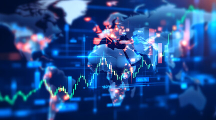 Global financial markets and economic growth data visualization