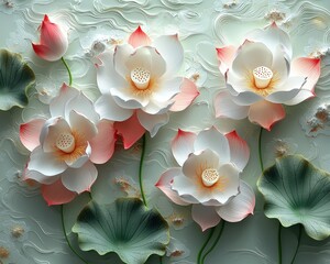 Floral lotus flowers in pastel colors