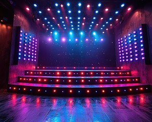 Vibrant stage with colorful LED lights