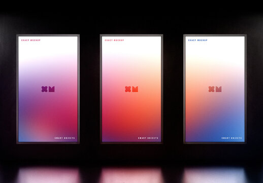 3 Bright Screens Mockup