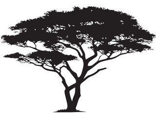 Majestic acacia tree isolated flat top silhouette illustration © milon
