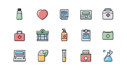 Editable Stroke Icons Set for Hospital Facilities and Services