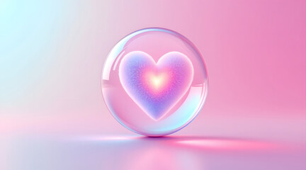 Glowing heart inside a translucent easter egg