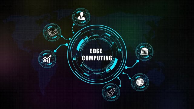 Futuristic Concept of EDGE computing  with Digital Network and Global Connectivity on world map background .