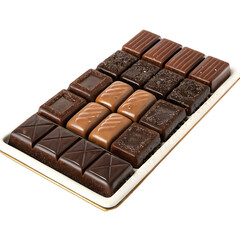 Obraz premium Rectangular Tray Filled with Assorted Dark and Milk Chocolate Candies candy assortment