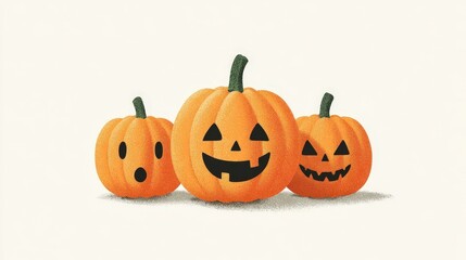 Three Jack-O'-Lanterns Halloween Illustration