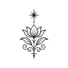 Minimalist Lotus Flower Symbol with Star vector illustration