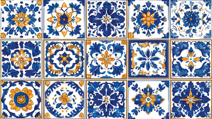 Vibrant Azulejos Tiles Ornament Vector Set for Design Projects