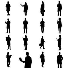 Dynamic team of doctors and nurses in silhouette, professional medical staff ready to help and care for patients, vector origin
