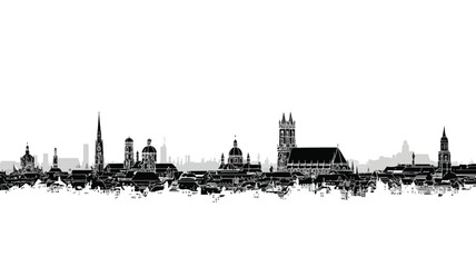 Skyline of Munich Black Vector Silhouette for Professional Designs