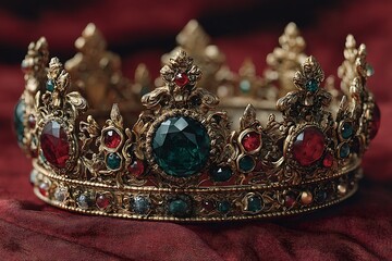 Regal crown masterpiece crafted with emeralds rubies timeless elegance high resolution picture