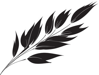 Obraz premium Detailed barley leaf silhouette vector with botanical elegant flow