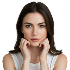 Fototapeta premium close up portrait of a woman's face with a serious expression