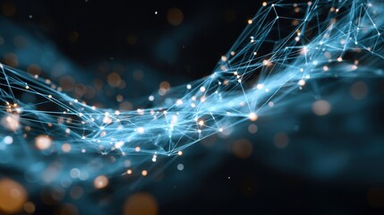 abstract neural network visualization, glowing data lines and nodes, futuristic AI concept, digital art style