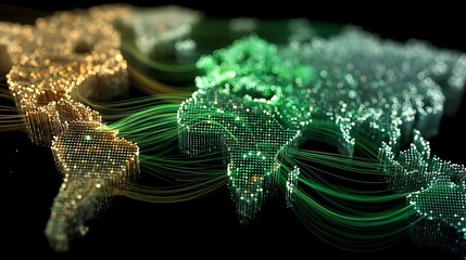 Shining neon digital world map in futuristic style high resolution wallpaper