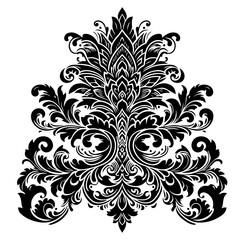 Abstract black and white floral vector curly ornament seamless pattern leaf hustle
