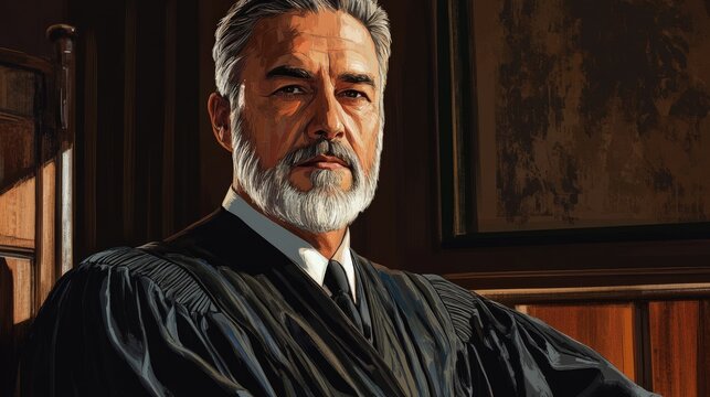 Portrait of a mature man in a judicial robe.
