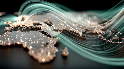 Stunning futuristic world map with neon light trails high resolution wallpaper
