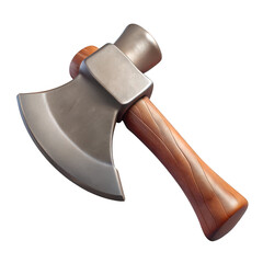 3d rendered axe tool for chopping wood and outdoor survival adventures title should be unique, creative and subject oriented