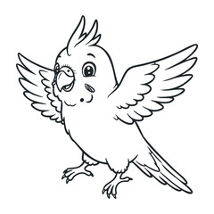Obraz premium Colorful cockatiel coloring page fun activity for kids creative environment playful viewpoint. Vector illustration