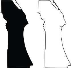 Map of Brevard County Florida USA Silhouette Flat and Outline Design