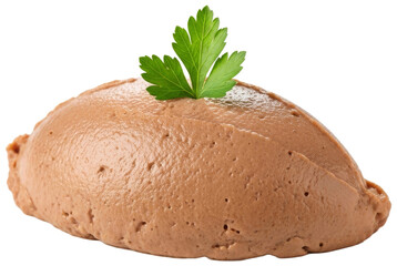 Liver p?t? with parsley garnish against a white background, transparent background png