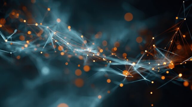 abstract neural network visualization, glowing data lines and nodes, futuristic AI concept, digital art style - Powered by Adobe