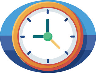 Vector art of a clock with hands indicating the time, symbol of time management, deadline, and productivity