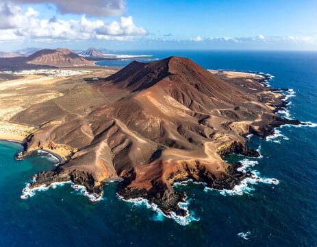 Volcanic coastline aerial view