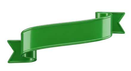Green Ribbon Banner Isolated on White.